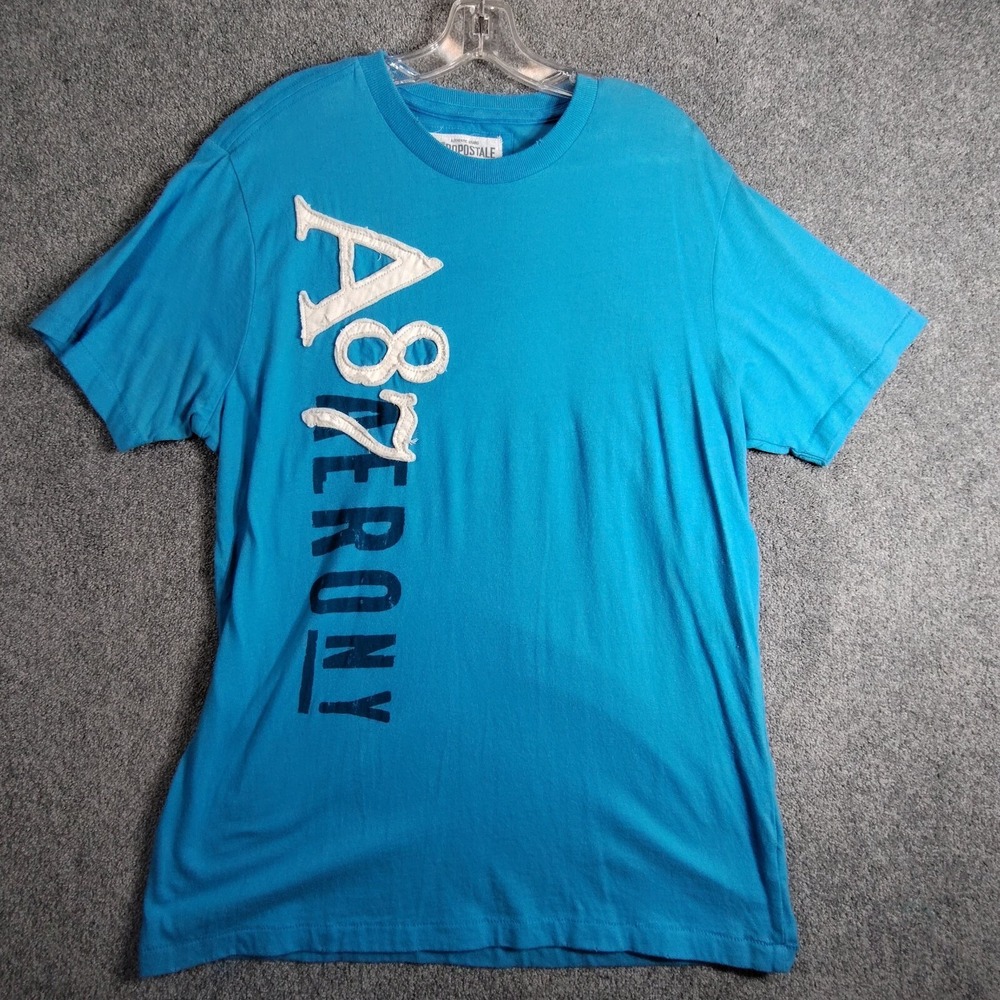 Aeropostale 1987 Mens Short Sleeve Crew Neck Embroidered Size XL Blue Tee